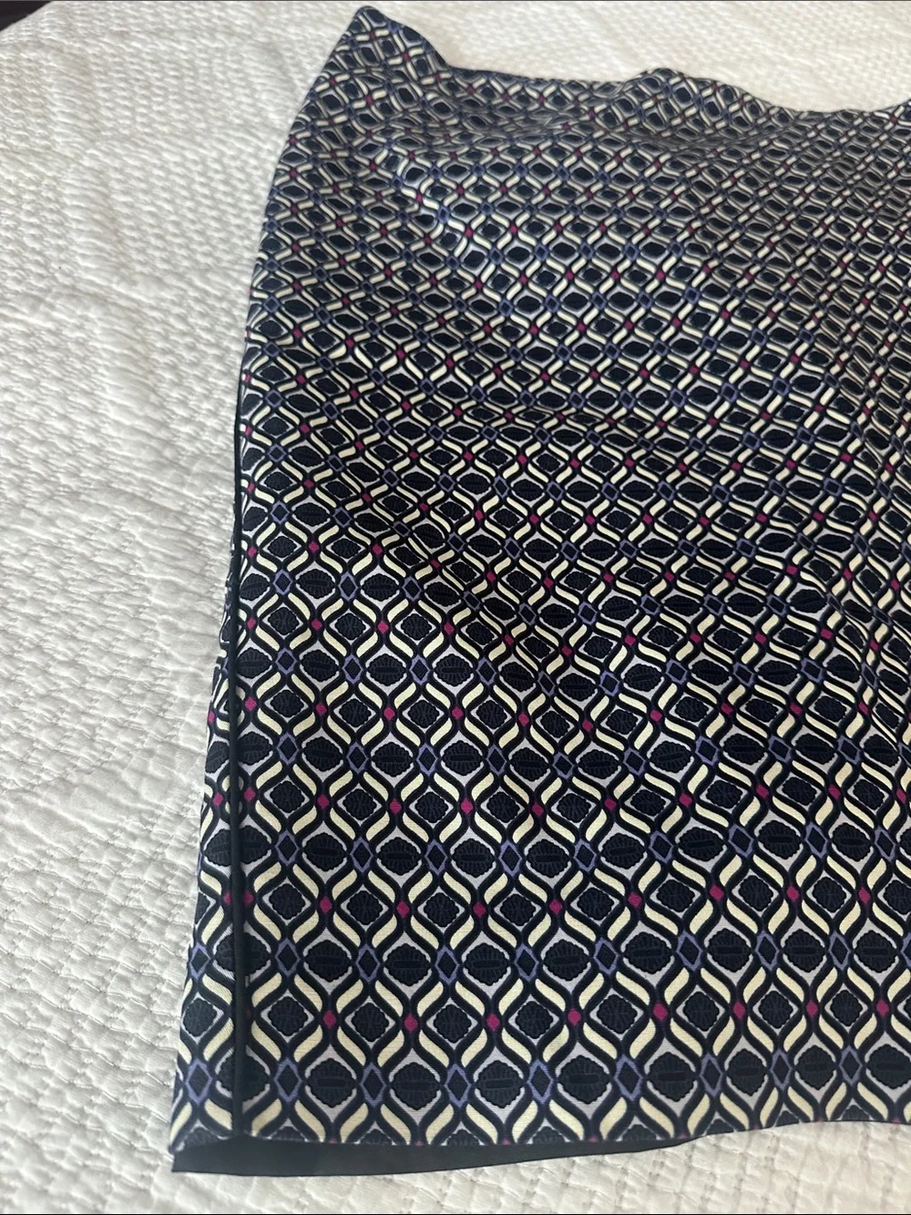 Adrianna Papell Navy Geometric Pencil Skirt Size 10 USA